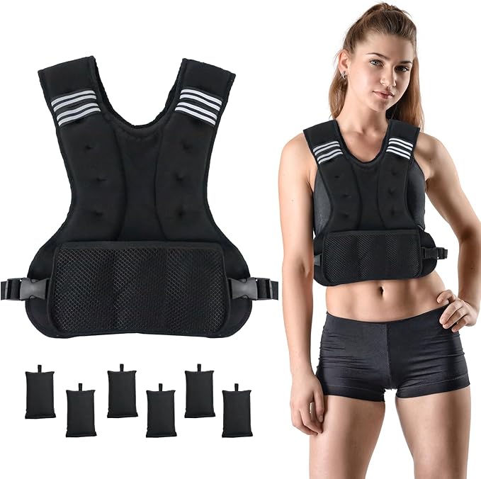 Verstellbare Gewichtsweste 5–9 kg – Fitness Trainingsweste mit Reflexstreifen & Netztasche